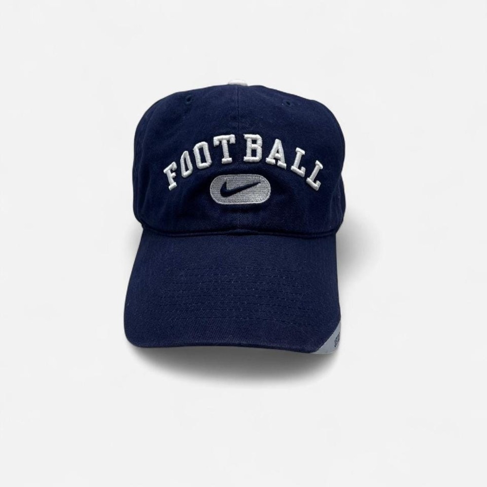 Vintage 00s Nike Football Navy Blue Adjustable Strap‎ Back Hat Cap Center Swoosh